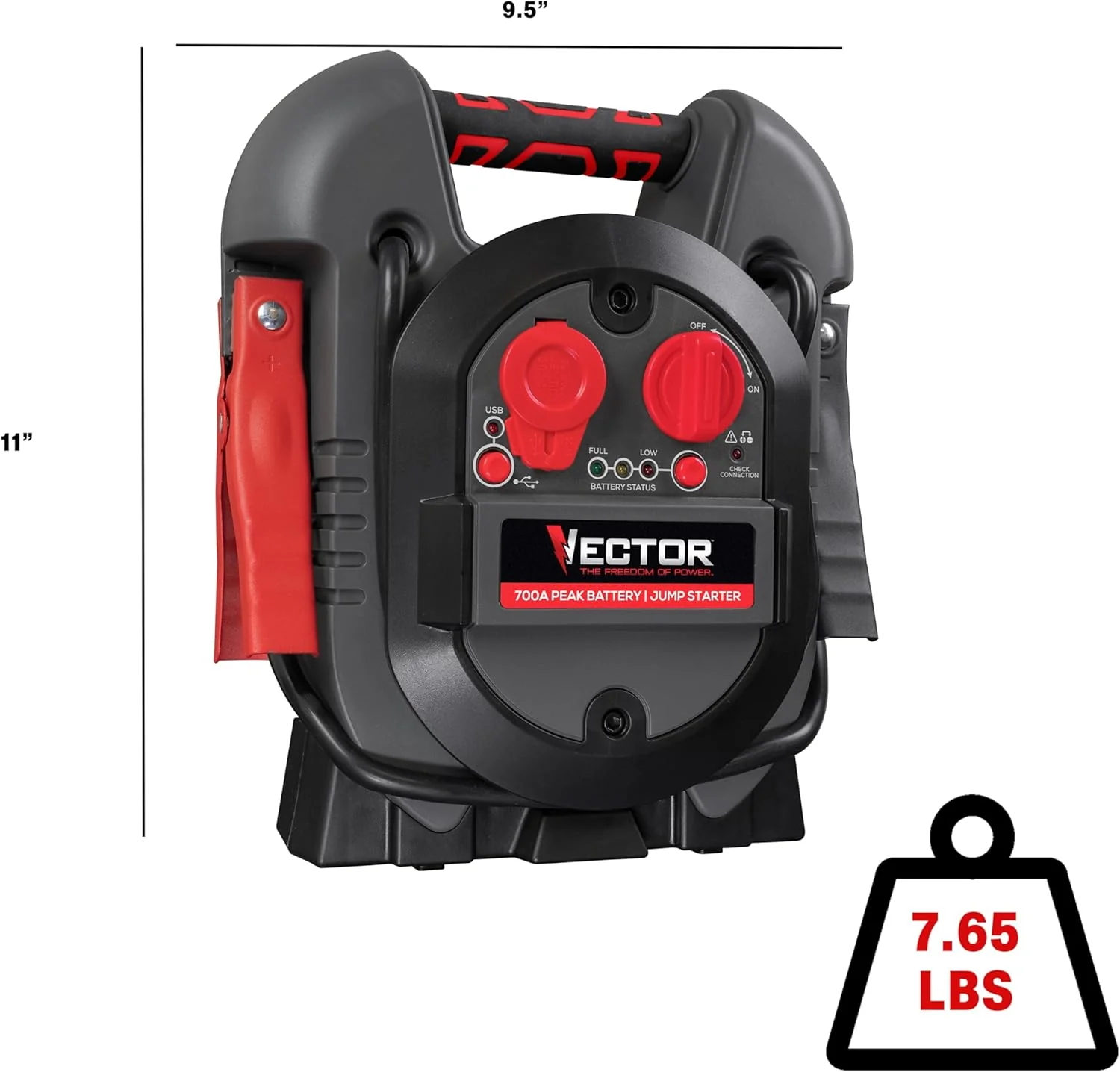 Vector J312V Jump Starter, 700 Peak Amp, USB Charging Port, Rechargeable Battery - Image 2