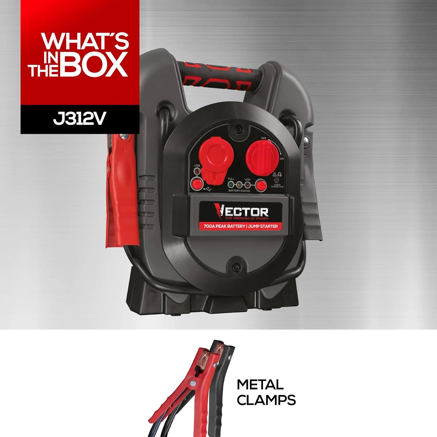 Vector J312V Jump Starter, 700 Peak Amp, USB Charging Port, Rechargeable Battery - Image 4