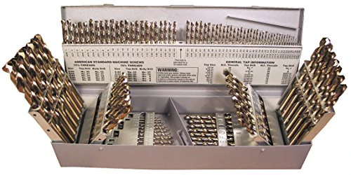 Norseman (69280) Type 240-D 135 Degree Split Point Cobalt Jobber Gold Finish Drill Set (115 Piece)