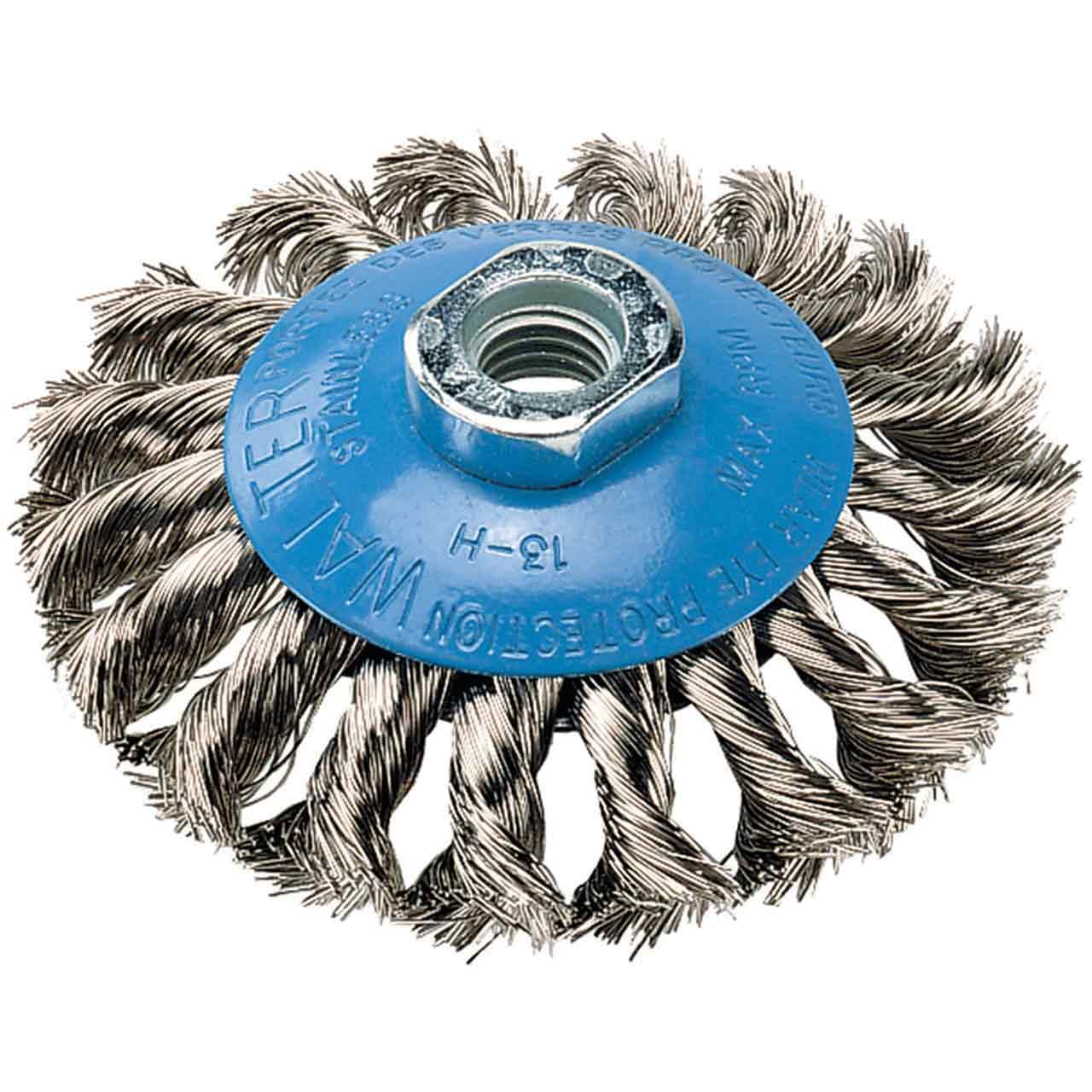 Walter 13H714 Saucer-Cup Knot-Twisted Brush - 7 in. Carbon Steel Wire Brush