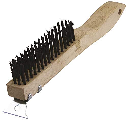 Warner 10" 4x16 Row, Wood Handle Wire Brush w/Scraper, 11083 - Image 2