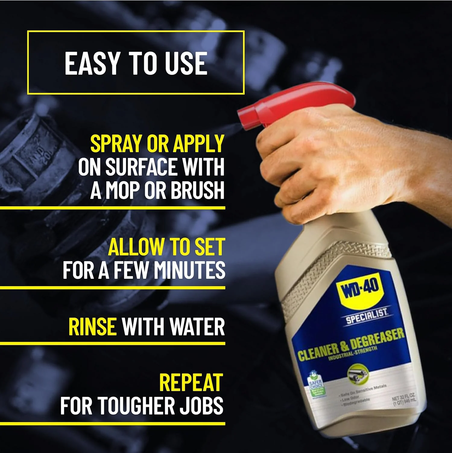 WD-40 300356 Specialist Cleaner & Degreaser, Multi-Surface Cleaning Solution, Great for Cleaning Grills and Grill Parts, 32 Fl Oz (Pack of 1) - Image 3