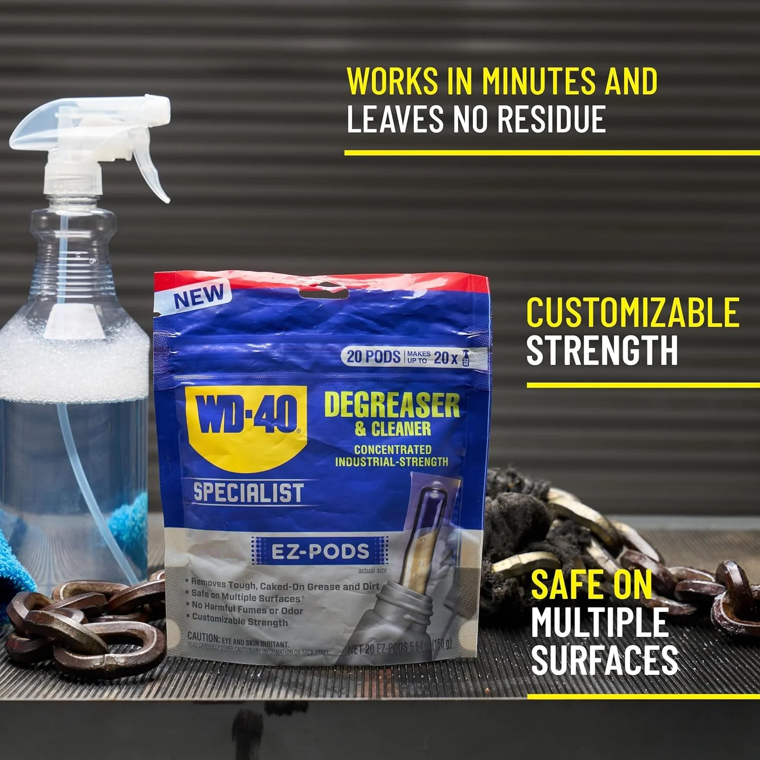 WD-40 300882 Specialist Degreaser and Cleaner EZ-PODS, Customizable Industrial-Strength Concentrate, Multi-Surface Cleaning Solution, Cleans and Degreases BBQ, Patio Cleaner, Unscented, 0.28 oz (Pack of 5 Pods) - Image 3