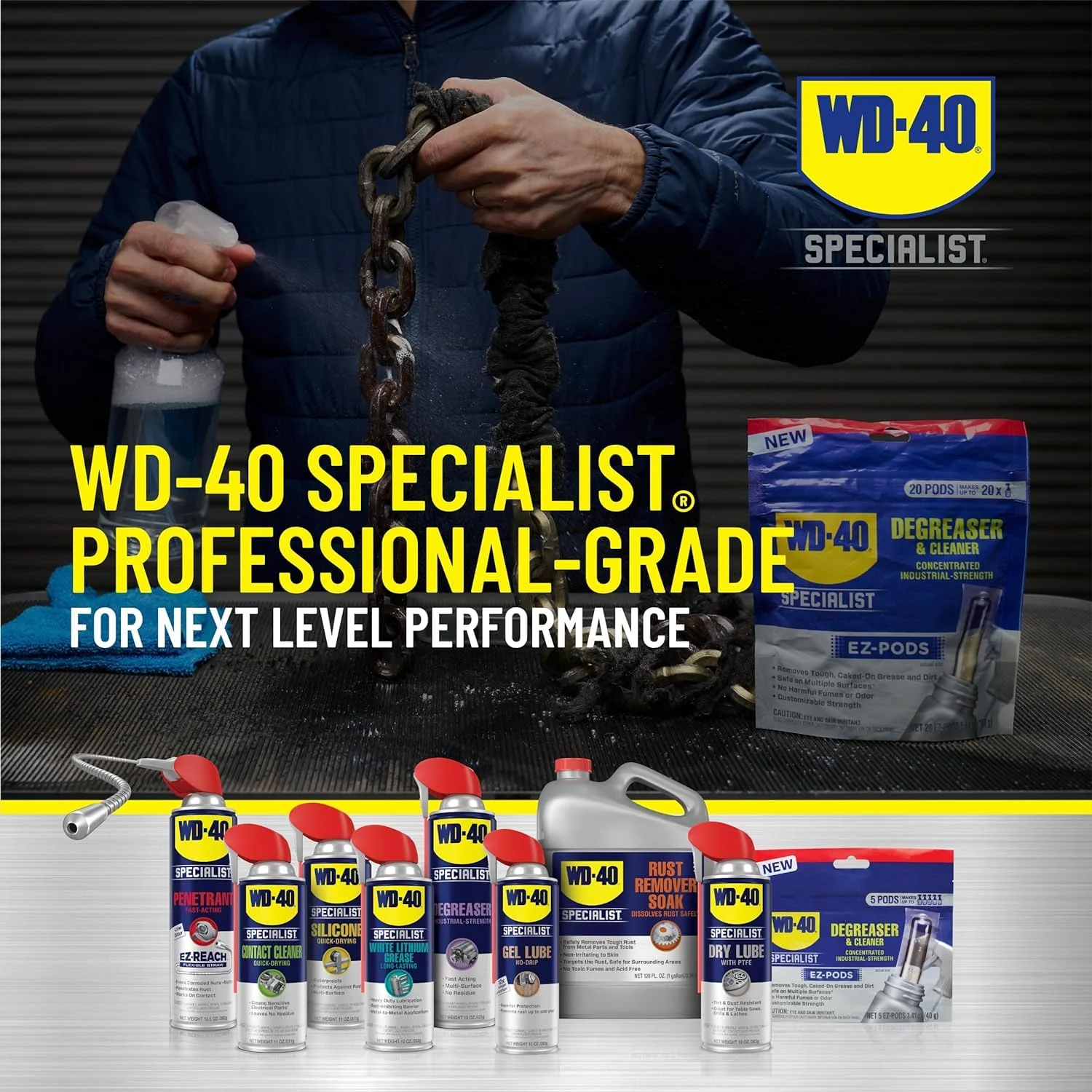 WD-40 300882 Specialist Degreaser and Cleaner EZ-PODS, Customizable Industrial-Strength Concentrate, Multi-Surface Cleaning Solution, Cleans and Degreases BBQ, Patio Cleaner, Unscented, 0.28 oz (Pack of 5 Pods) - Image 9