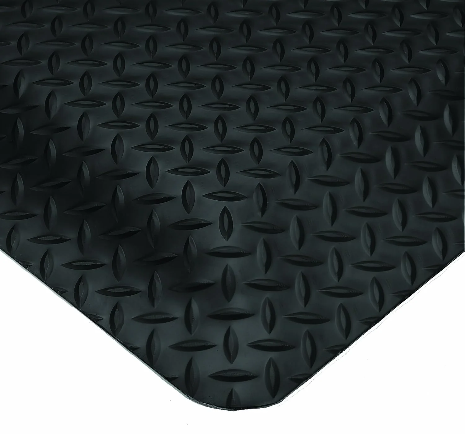 Wearwell Diamond-Plate SpongeCote UltraSoft Mat, 3' Width x 10' Length x 15/16" Thickness, Black