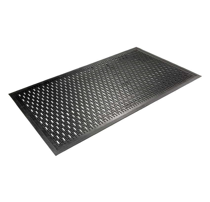 Wearwell UpFront Scraper Mat - Slotted Black. Natural Rubber. Pliable Ridges. Shoe Cleaning Mat for Debris, Snow and Rain. 3' W x 5' L x 5/16" Thickness. - Image 2