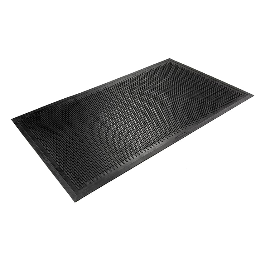 Wearwell UpFront Scraper Mat - Unslotted, Black. Natural Rubber. Pliable Ridges. Shoe Cleaning Mat for Debris, Snow and Rain. 3' W x 5' L x 5/16" Thickness. - Image 2