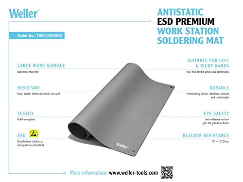Weller ESD Mat, Grey 900 x 600 - T0051403599 - Image 9