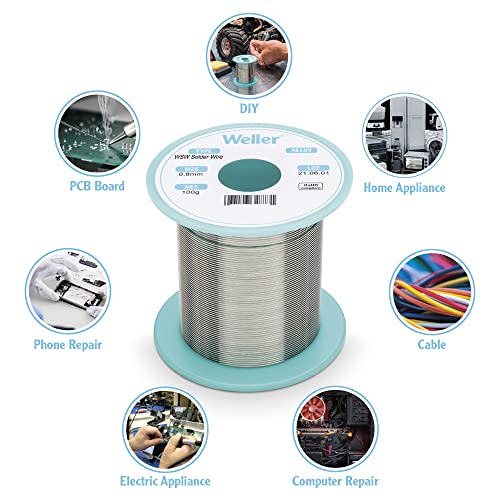 Weller WSW SAC M1 (T0051386570) Lead Free Solder Wire, Dia: 0.2 mm / 0.008 in, Wt: 10 g / 0.353 oz, Alloy Sn96.5Ag3.0Cu0.5, Flux content 3.5% - Image 4