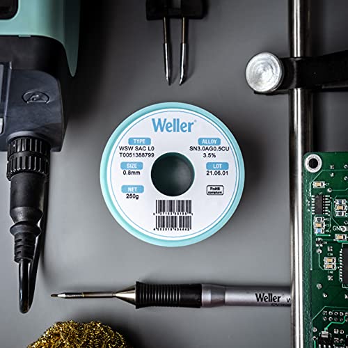 Weller WSW SAC M1 (T0051388699) Lead Free Solder Wire, Dia: 1.0 mm / 0.039 in, Wt: 250 g / 8.818 oz, Alloy Sn96.5Ag3.0Cu0.5, Flux content 3.5% - Image 8