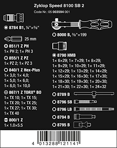 Wera - 5003594001 8100 SB 2 Zyklop 3/8" Metric Ratchet Set ( Piece of 43) - Image 2