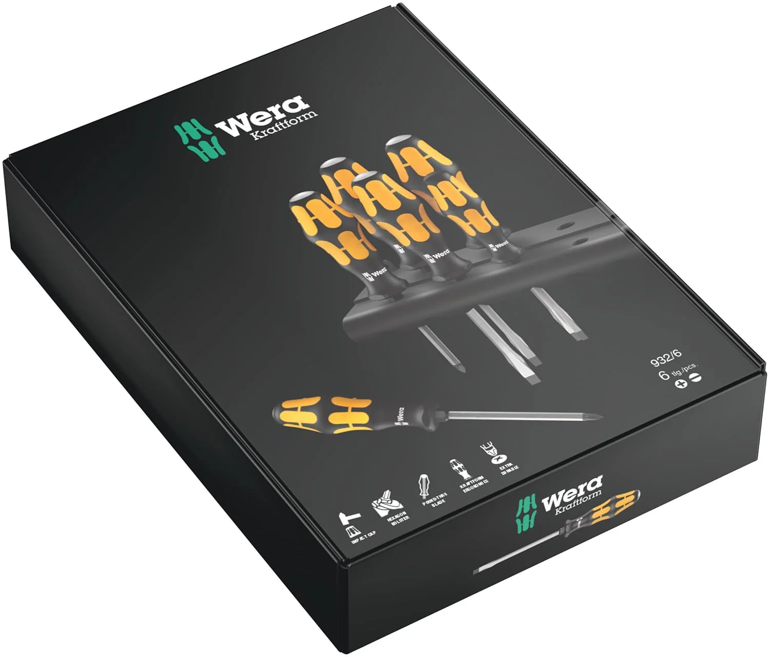 Wera 5018282001 932/6 Kraftform Plus Screwdriver Set and Rack, 6-Pieces - Image 2