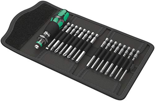 Wera Tools 60 Kraftform Bitholding Screwdriver and 3 1/2-Inch Bit Pouch Set, 17-Piece, Multi
