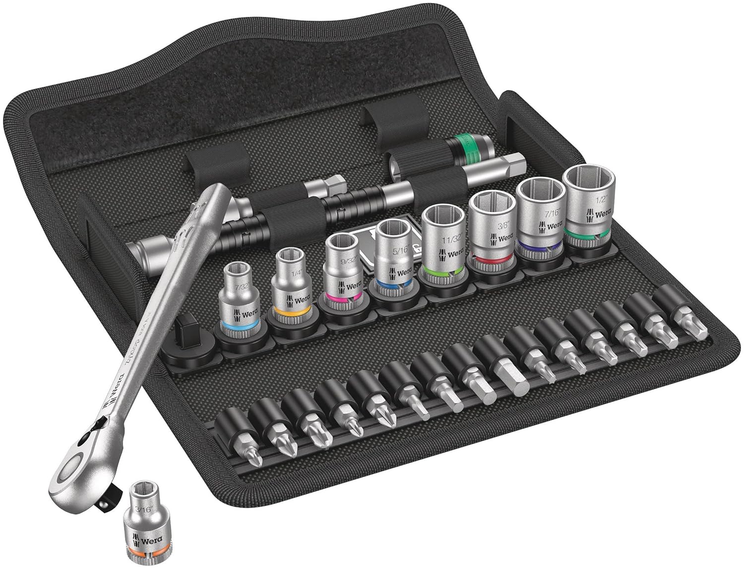 Wera Tools 8100 SA 11, 28-Piece Metal Ratchet Set, 1/4" Drive, Imperial - 5004021001 - Image 2