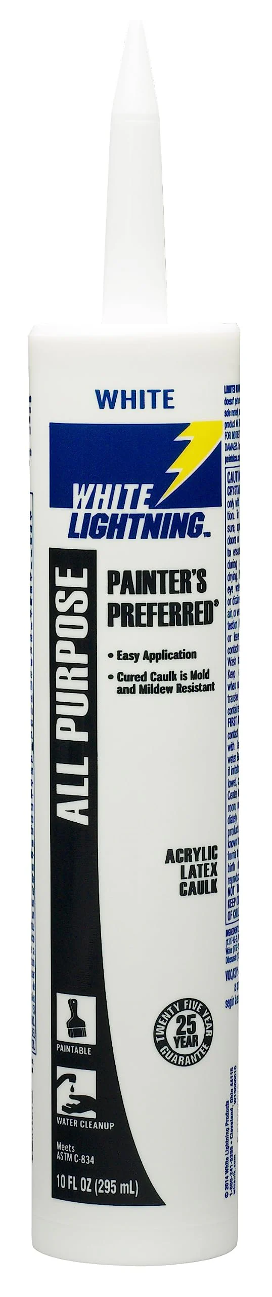 White Lightning W13000010 Painter's Preferred All Purpose Acrylic Latex Caulk, White, 10 fl. oz.