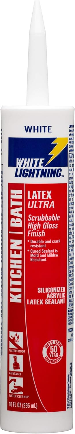 White Lightning W21000010 Kitchen & Bath Latex Premium High Gloss Sealant, White, 10 oz - Image 2