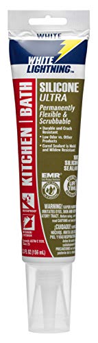 White Lightning W21100005 Silicone Ultra Kitchen & Bath Sealant, White, 5.3 fl. oz.