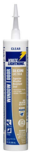 White Lightning W31101010 Silicone Ultra Window & Door Sealant, Clear, 10 fl. oz.