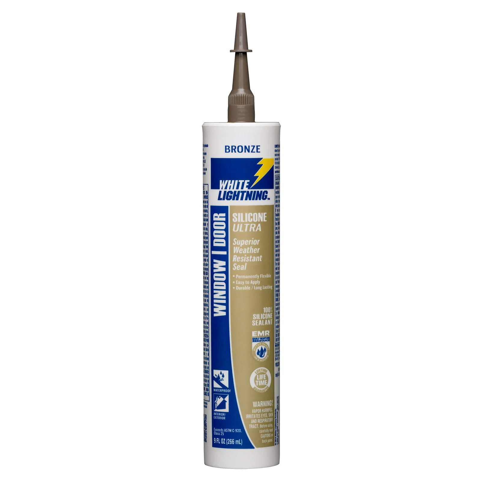 White Lightning W31103510 Silicone Ultra Window and Door Sealant, Bronze, 10 fl oz