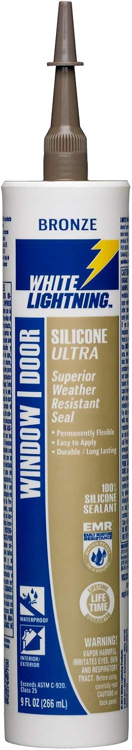 White Lightning W31103510 Silicone Ultra Window and Door Sealant, Bronze, 10 fl oz - Image 2