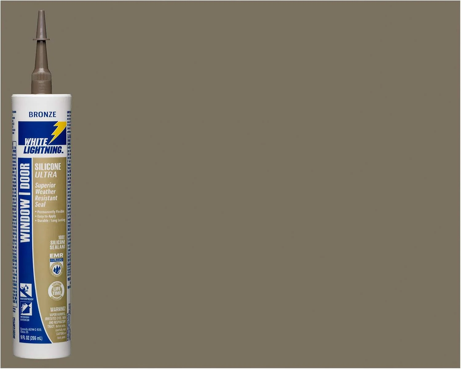 White Lightning W31103510 Silicone Ultra Window and Door Sealant, Bronze, 10 fl oz - Image 3