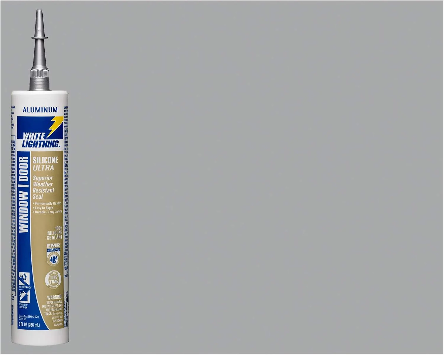White Lightning W31104510 Silicone Ultra Window and Door Sealant, Aluminum, 10 fl. oz. - Image 3
