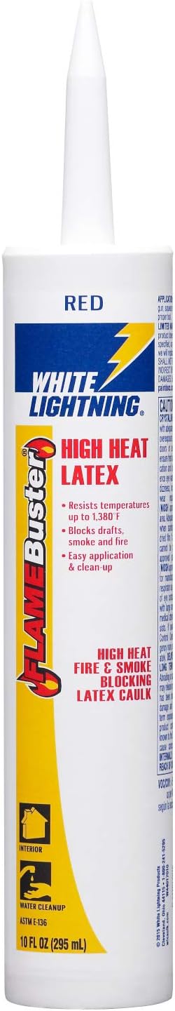 White Lightning Flame Buster High Heat Latex Caulk, Red, 10 fl. oz. Smoke & Fire Blocking - W44017010 - Image 2