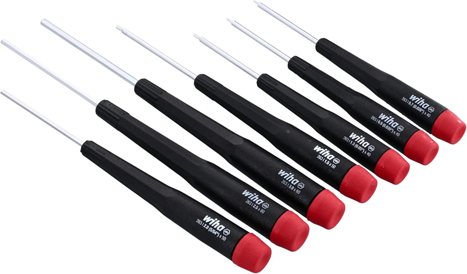 Wiha 26390 Screwdriver Set, Hex Metric With Precision Handle, .7 - 3.0mm, 7 Piece - Image 2