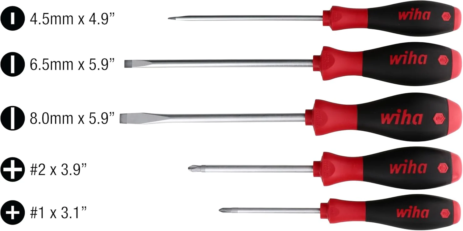 Wiha 30277 SoftFinish Slotted & Phillips Screwdriver Set, 5 Piece - Image 2