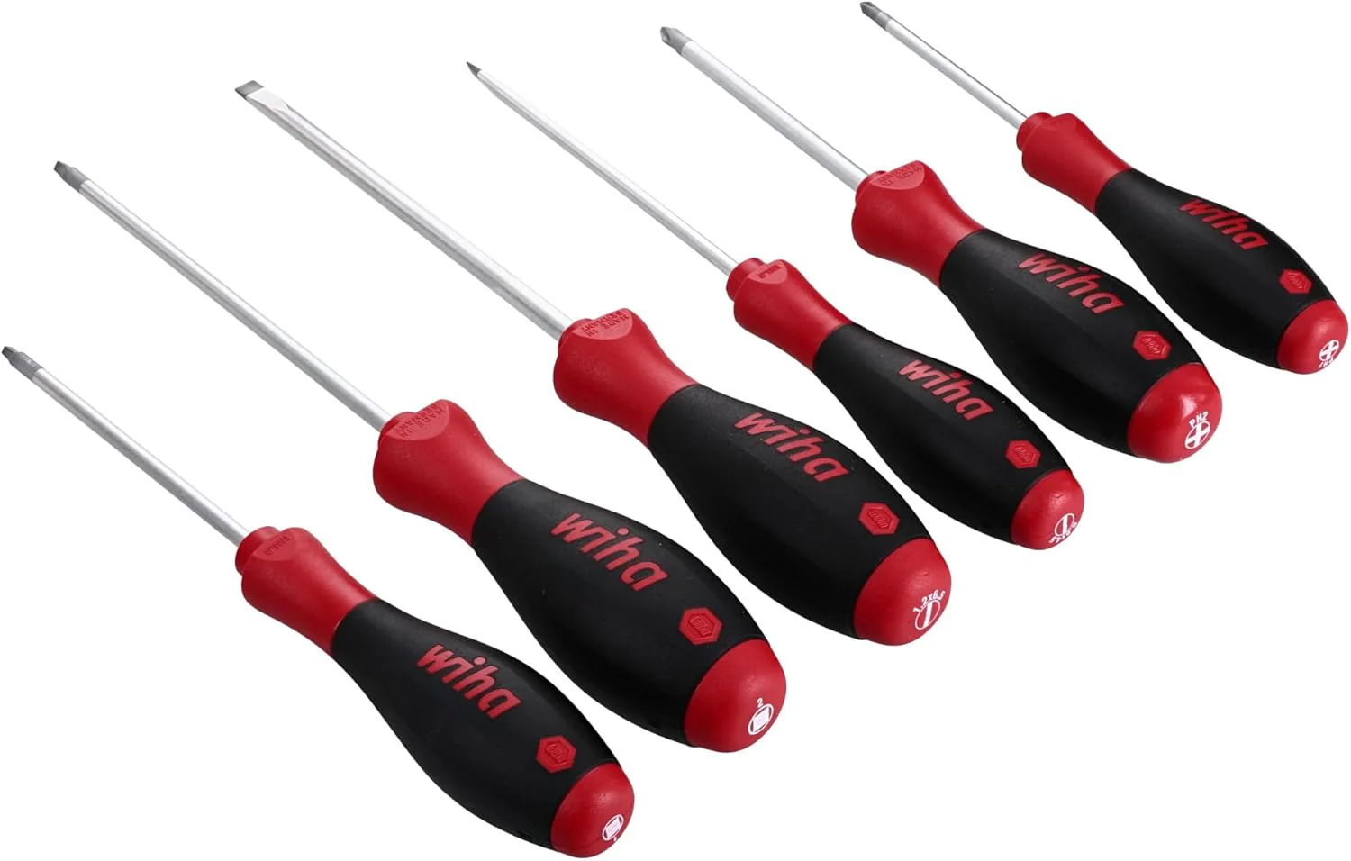 Wiha 30291 SoftFinish Grip ScrewDriver Set, Slotted 4.5-6.5mm, Phillips Number 1-2 and Square Number 1-2, 6-Piece Set - Image 2