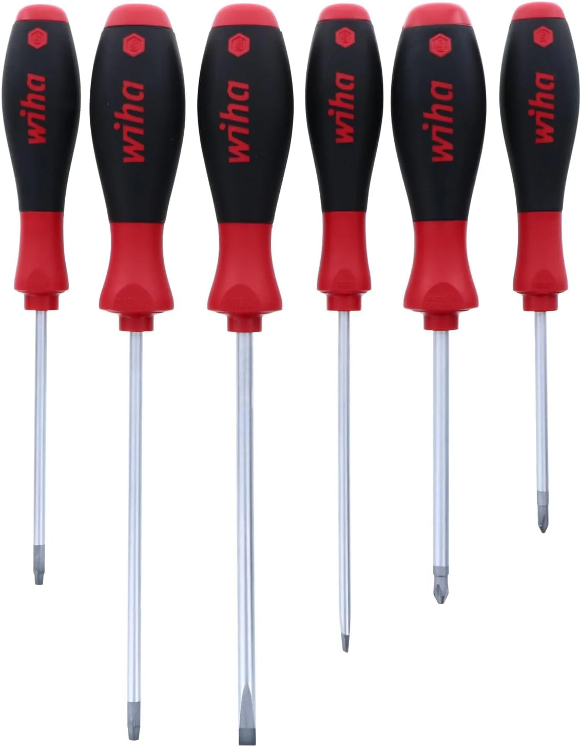 Wiha 30291 SoftFinish Grip ScrewDriver Set, Slotted 4.5-6.5mm, Phillips Number 1-2 and Square Number 1-2, 6-Piece Set - Image 3