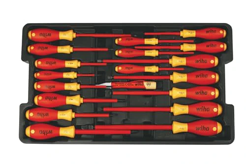 Wiha 32095 Slotted and Phillips Insulated Screwdriver Set, 1000 Volt, 19 Piece
