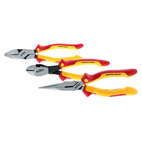 Wiha 32968 3 Piece Insulated Industrial Grip Pliers and Cutters Set, Red - Image 2