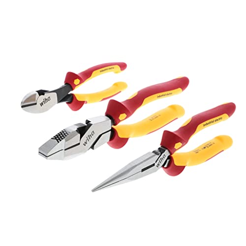 Wiha 32968 3 Piece Insulated Industrial Grip Pliers and Cutters Set, Red - Image 8
