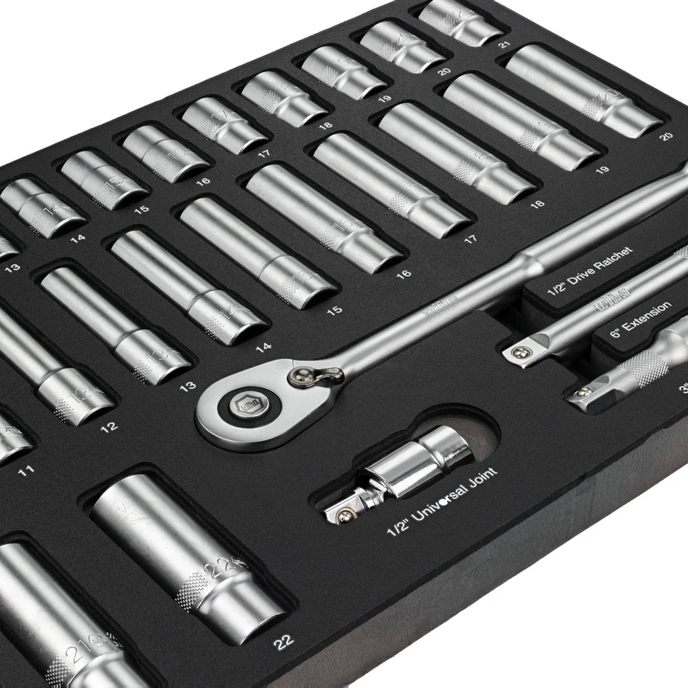 Wiha 33895 29 Piece 1/2" Drive Professional Standard and Deep Socket Tray Set - Metric - Image 3