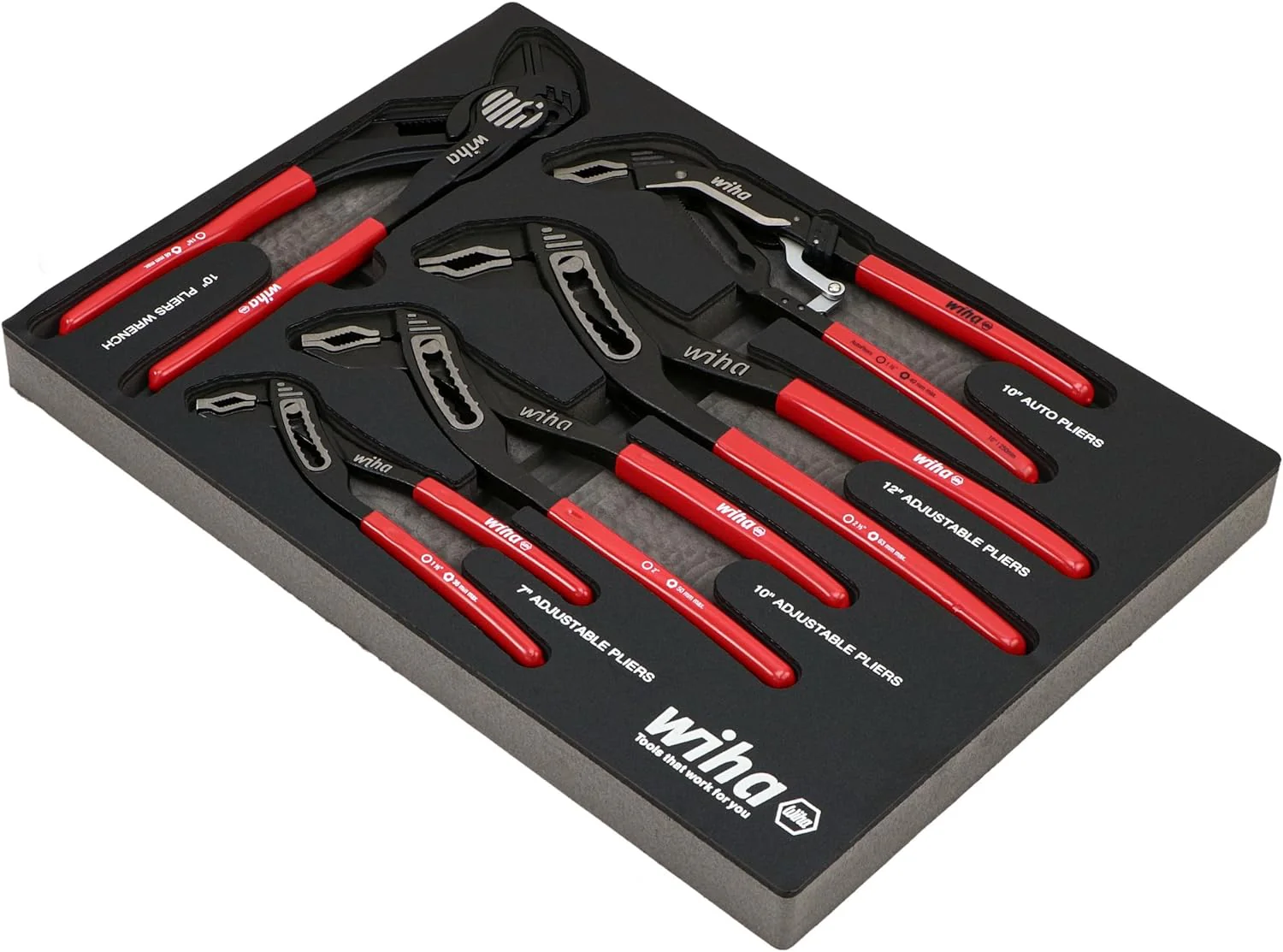 Wiha 34691 5 Piece Classic Grip V-Jaw Tongue and Groove Pliers Tray Set - Image 2