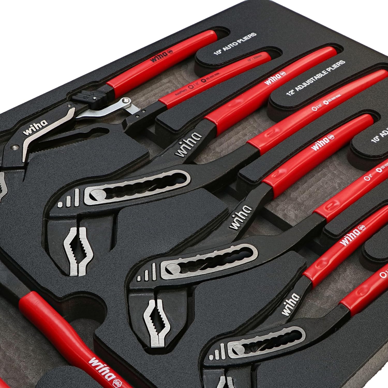 Wiha 34691 5 Piece Classic Grip V-Jaw Tongue and Groove Pliers Tray Set - Image 3