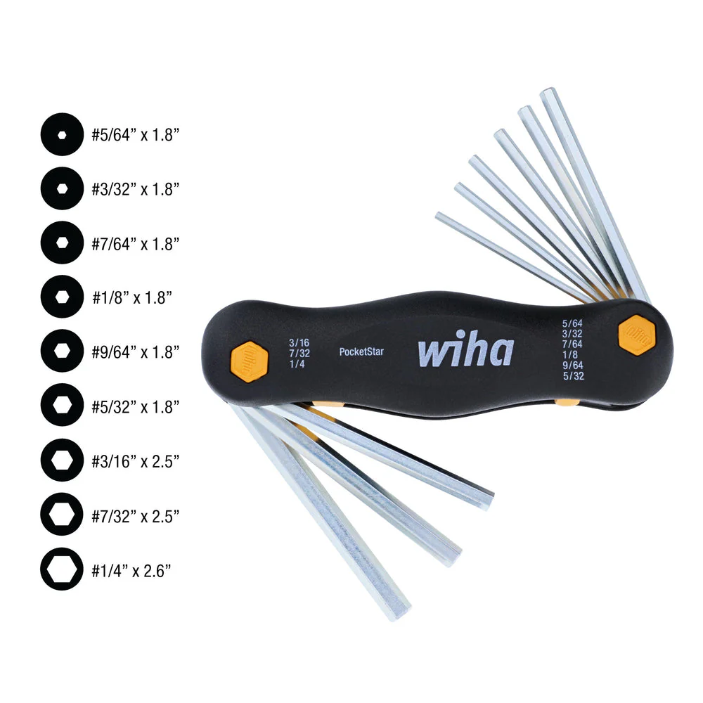 Wiha 35197 Inch Pocket Star Fold Up Key Set with Large Ergo Handle, 9-Piece - Image 4