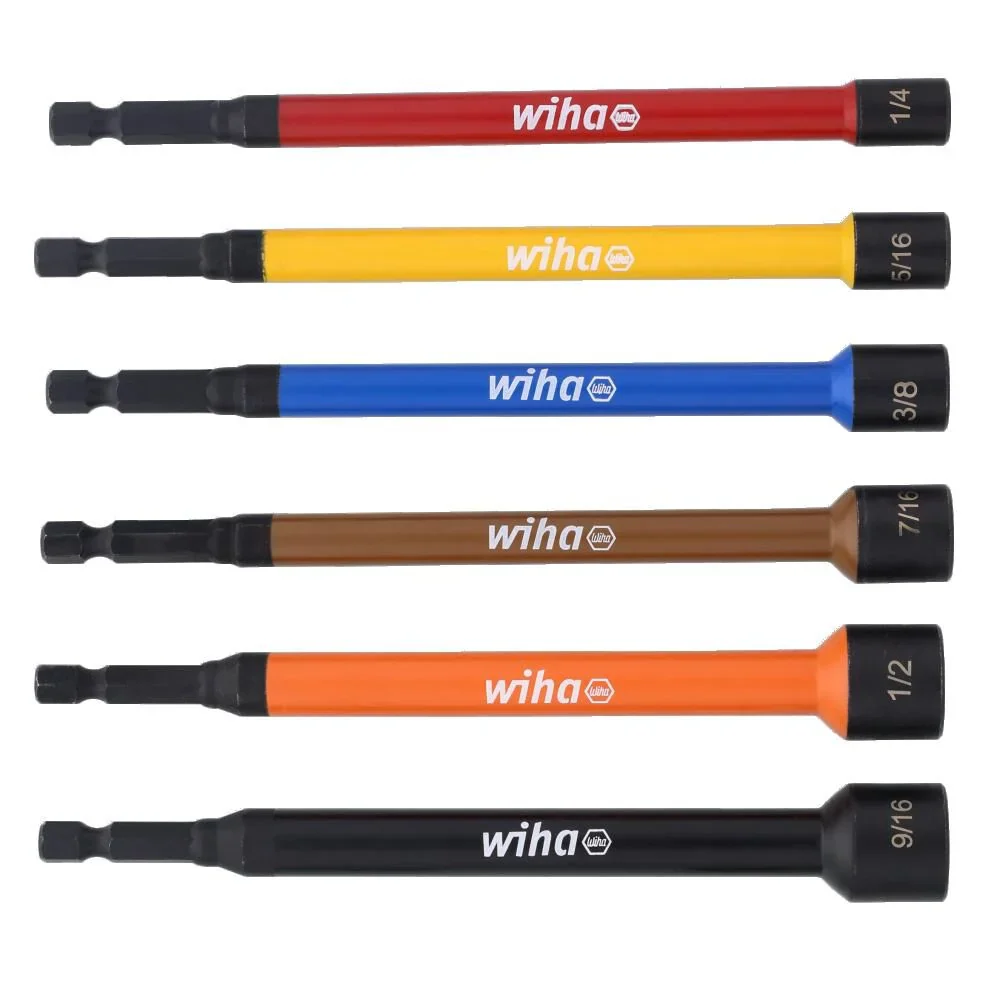Wiha 70486 Color Coded Magnetic Nut Setter SAE 6 Pc. Set