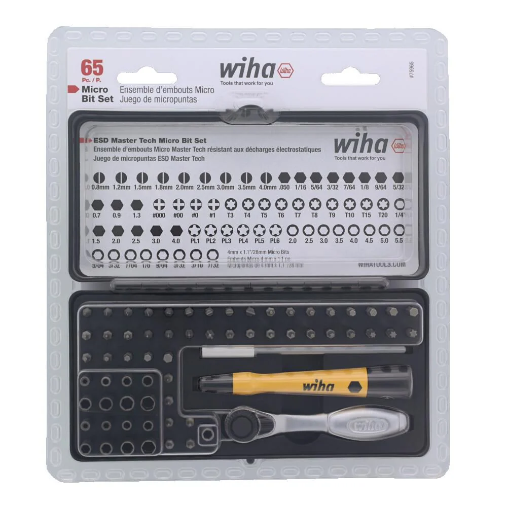 Wiha 75965 65 Piece System 4 ESD Safe Master Technician Ratchet and MicroBits Set - Image 5