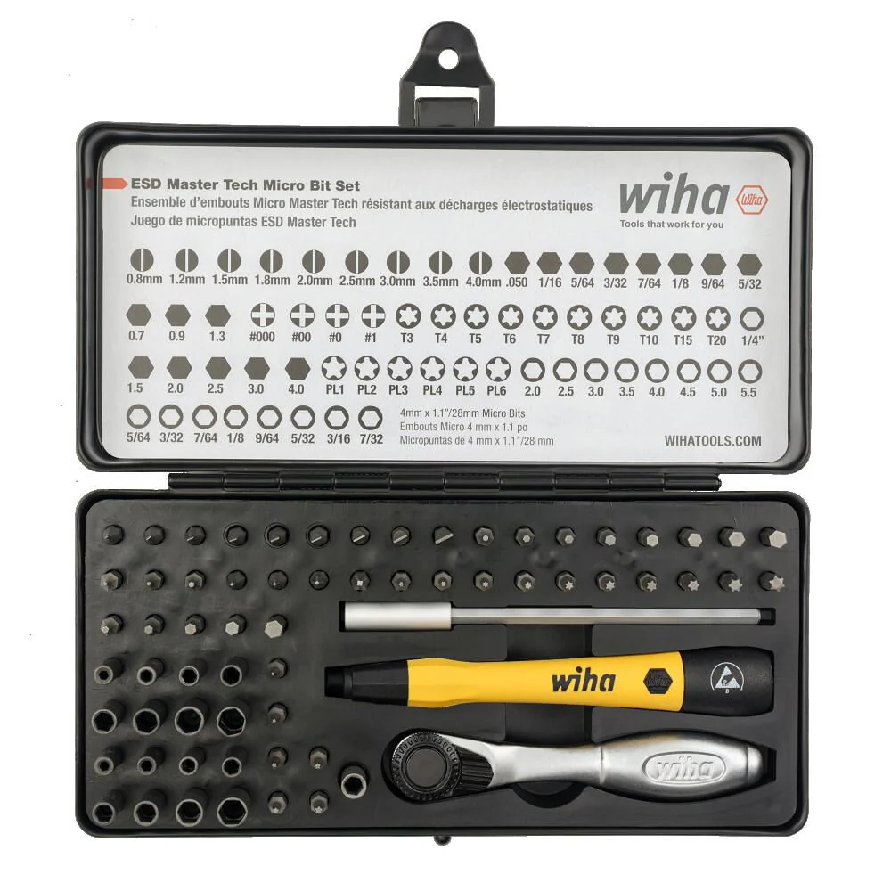 Wiha 75965 65 Piece System 4 ESD Safe Master Technician Ratchet and MicroBits Set - Image 7