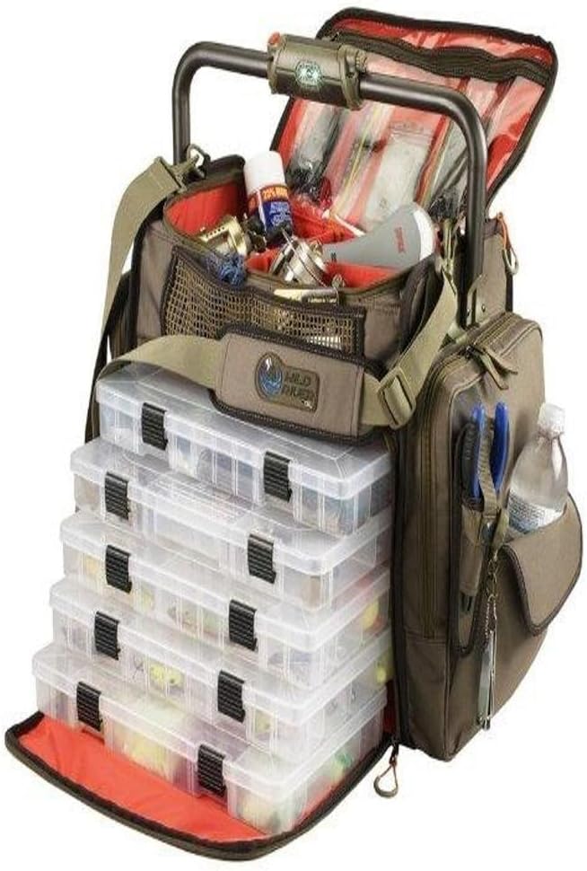 Wild River by CLC Custom Leathercraft WT3702 Tackle Tek Frontier Lighted Handle Bar Fishing Tackle Bag, 5 PT3700 Trays - Image 2