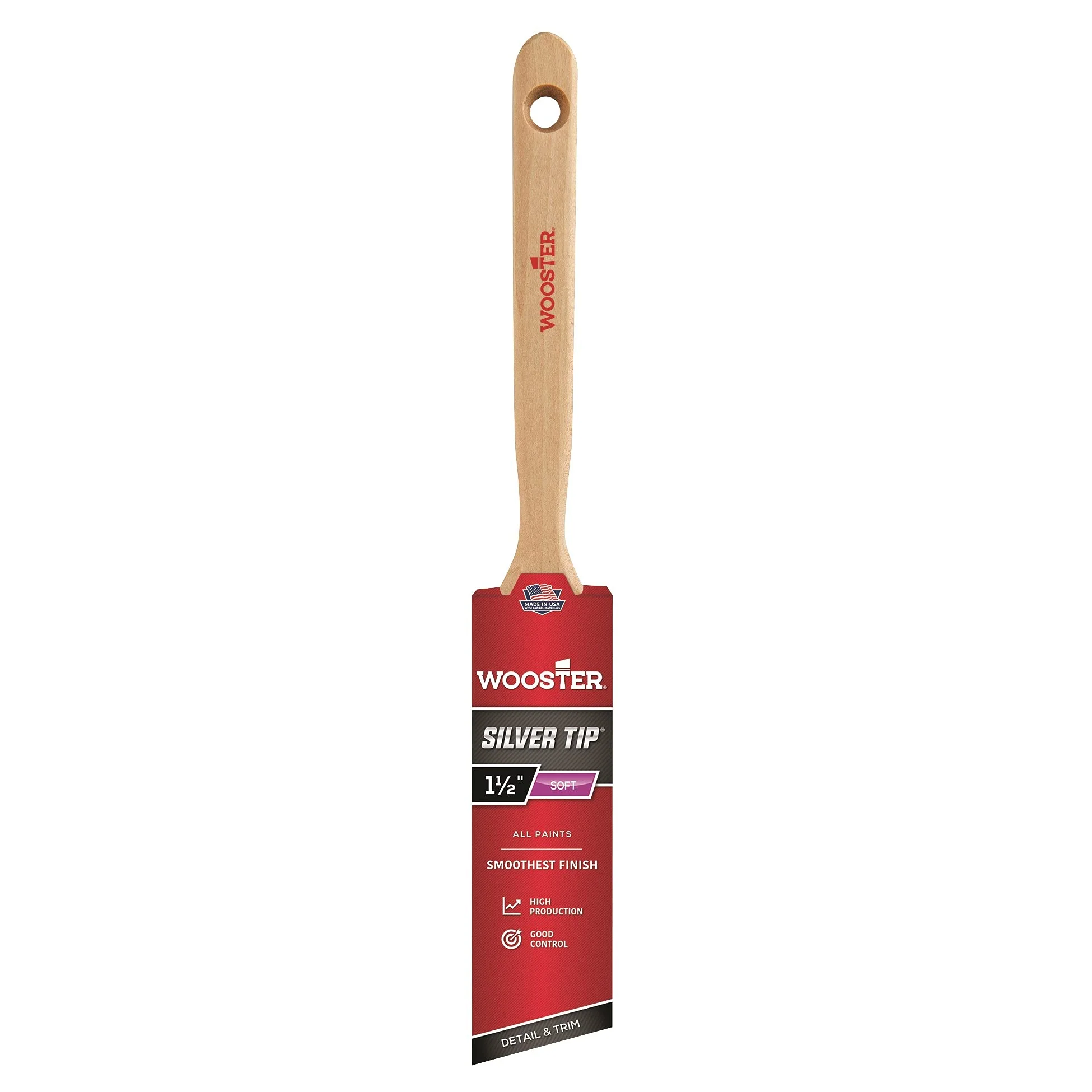 Wooster Brush Silver Tip 1-1/2 Inch Angle Sash Paintbrush - 5221-1 1/2
