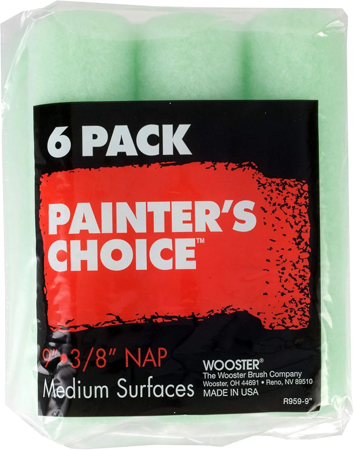 Wooster Brush, 6 Count (Pack of 1), R959 R959-9 Painter's Choice Roller Cover 3/8 Inch Nap, 6-Pack, 9 Inch, 128 - Image 2