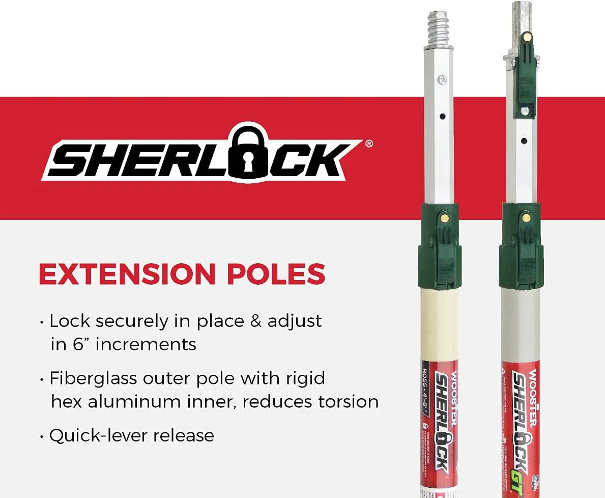 Wooster Brush (R055) Sherlock Extension Pole, Beige/Green, 4 Foot - Image 3