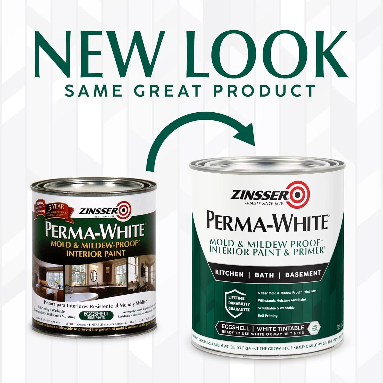 Zinsser 02774 PERMA-WHITE Mold & Mildew Proof Interior Paint, Quart, Eggshell White - Image 5