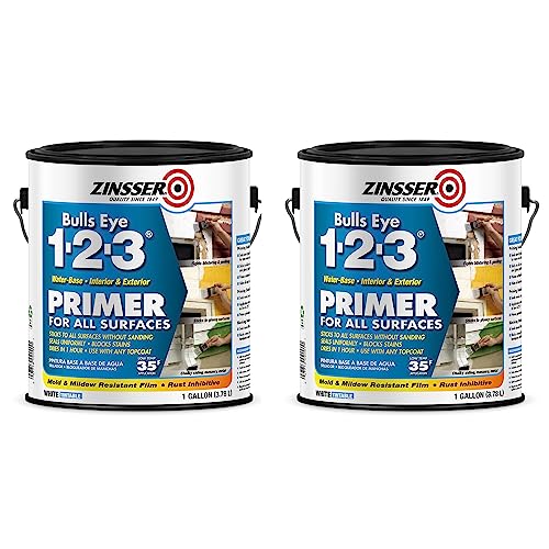 Zinsser 2001-2PK Bulls Eye 1-2-3 Water-Base Primer, Gallon, White, 2 Pack