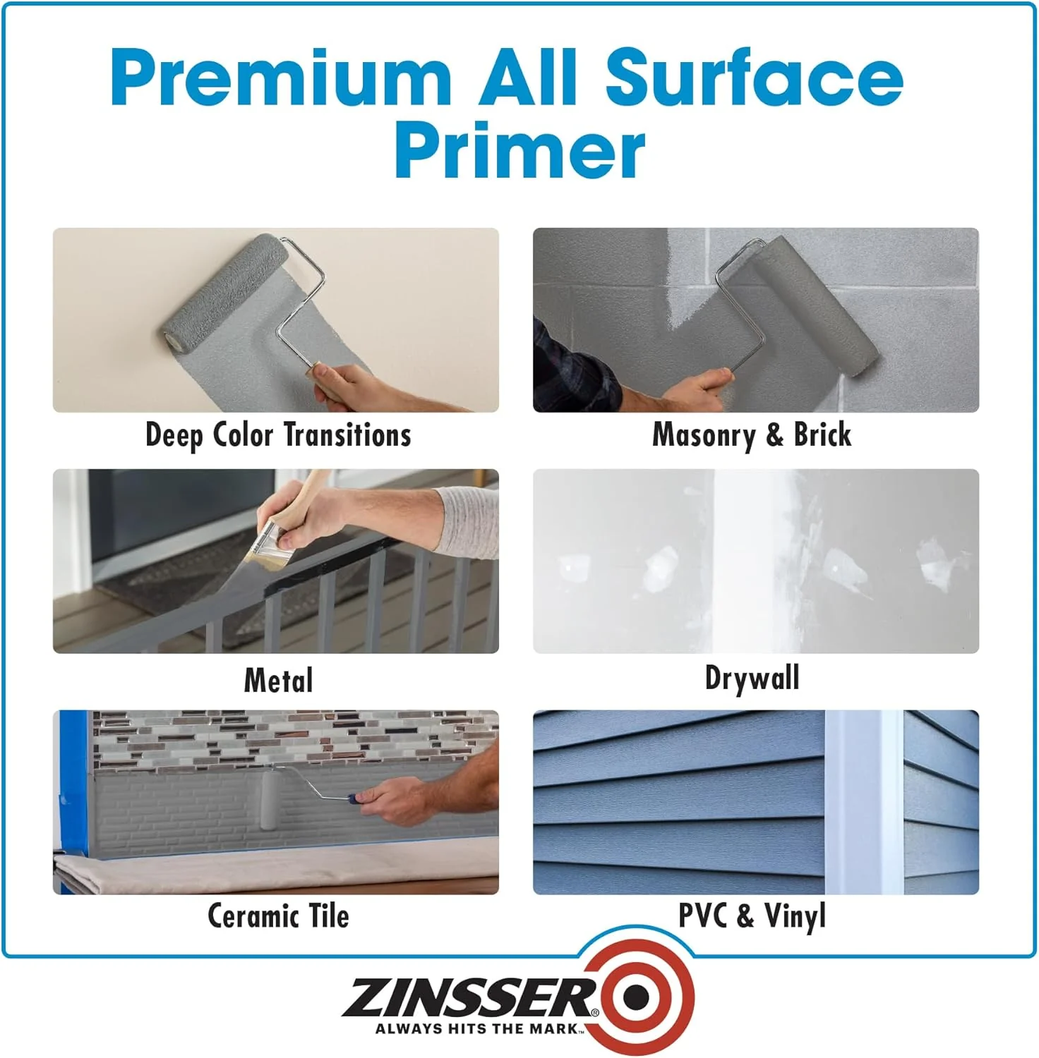 Zinsser 285090 Bulls Eye 1-2-3 All Surface Primer, 5 Gallon, Gray - Image 5